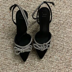 A New Day Black Heels with Silver Accents